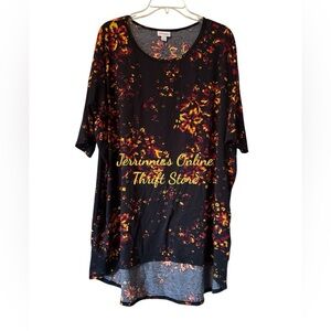 LuLaRoe Black and‎ Orange Floral Tunic